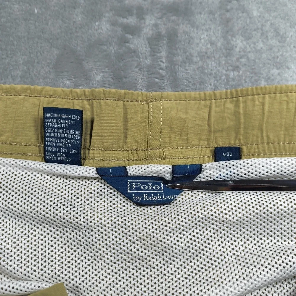 Vintage Polo Ralph Lauren Cargo Swim Trunks Men 37 Brown Surf Board Shorts Lined